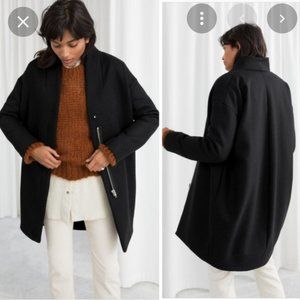 & Other Stories, Wool Cocoon Coat, Black